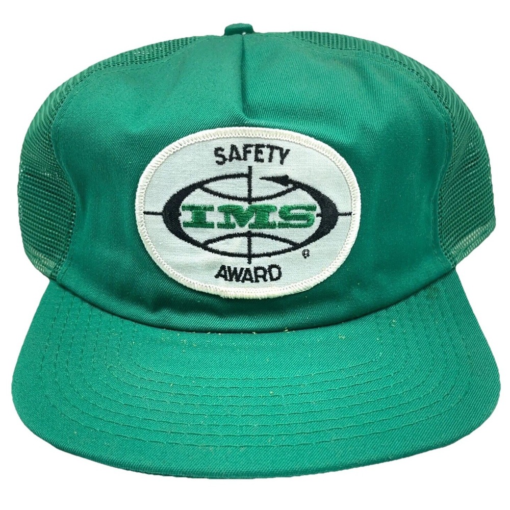 Vintage IMS Coal Mining Trucker Hat Cap Snap Back 80s USA Safety Award Patch